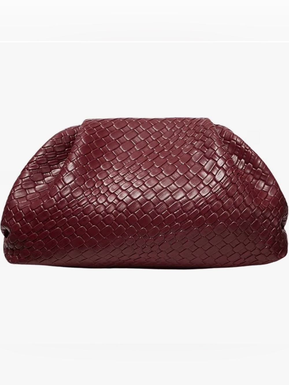New w/Tags Faux Leather Dumpling Clutch Bag in Burgundy